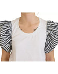 Dolce & Gabbana White Striped Short Sleeves Pullover Top