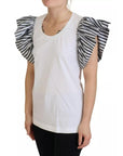 Dolce & Gabbana White Striped Short Sleeves Pullover Top