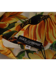 Dolce & Gabbana White Sunflower Silk Ascot Collar Blouse Top