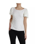 Dolce & Gabbana White Viscose Round Neck Short Sleeves Top