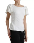 Dolce & Gabbana White Viscose Round Neck Short Sleeves Top