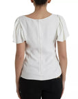 Dolce & Gabbana White Viscose Round Neck Short Sleeves Top