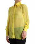 Dolce & Gabbana Yellow Long Sleeve Button Down Blouse Top
