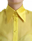 Dolce & Gabbana Yellow Long Sleeve Button Down Blouse Top
