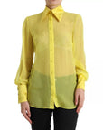 Dolce & Gabbana Yellow Long Sleeve Button Down Blouse Top