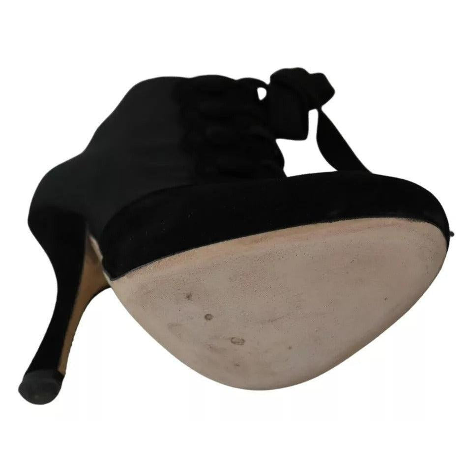 Dolce & Gabbana Black Suede Stretch Ankle Boots Booties Shoes
