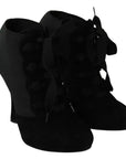 Dolce & Gabbana Black Suede Stretch Ankle Boots Booties Shoes
