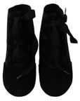 Dolce & Gabbana Black Suede Stretch Ankle Boots Booties Shoes