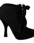 Dolce & Gabbana Black Suede Stretch Ankle Boots Booties Shoes
