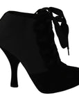 Dolce & Gabbana Black Suede Stretch Ankle Boots Booties Shoes