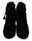 Dolce & Gabbana Black Suede Stretch Ankle Boots Booties Shoes