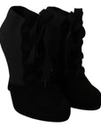 Dolce & Gabbana Black Suede Stretch Ankle Boots Booties Shoes
