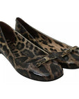Dolce & Gabbana Brown Leopard Ballerina Flats Leather Shoes