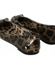 Dolce & Gabbana Brown Leopard Ballerina Flats Leather Shoes