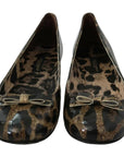Dolce & Gabbana Brown Leopard Ballerina Flats Leather Shoes
