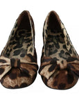 Dolce & Gabbana Brown Leopard Silk Ballerina Flats Shoes