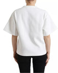 Dolce & Gabbana White Cotton Stretch Black HOT Crystal T-shirt