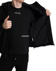 Dolce & Gabbana Black Cotton Hooded Logo Bomber Men Jacket