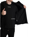 Dolce & Gabbana Black Cotton Hooded Logo Bomber Men Jacket