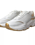 Dolce & Gabbana White Gold Leather Men Sneakers DAYMASTER Shoes