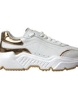 Dolce & Gabbana White Gold Leather Men Sneakers DAYMASTER Shoes