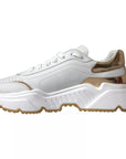 Dolce & Gabbana White Gold Leather Men Sneakers DAYMASTER Shoes