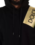 Dolce & Gabbana Black Gold Hooded Cotton Mens Pullover Sweater