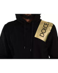 Dolce & Gabbana Black Gold Hooded Cotton Mens Pullover Sweater
