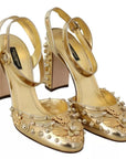 Dolce & Gabbana Gold Studs Vally Slingback Sandals Shoes