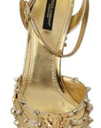 Dolce & Gabbana Gold Studs Vally Slingback Sandals Shoes