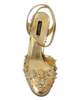 Dolce & Gabbana Gold Studs Vally Slingback Sandals Shoes
