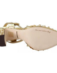 Dolce & Gabbana Gold Studs Vally Slingback Sandals Shoes