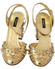 Dolce & Gabbana Gold Studs Vally Slingback Sandals Shoes