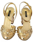 Dolce & Gabbana Gold Studs Vally Slingback Sandals Shoes