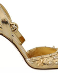 Dolce & Gabbana Gold Studs Vally Slingback Sandals Shoes