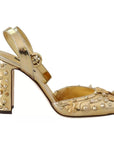 Dolce & Gabbana Gold Studs Vally Slingback Sandals Shoes