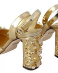 Dolce & Gabbana Gold Studs Vally Slingback Sandals Shoes