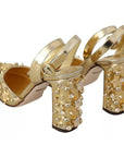 Dolce & Gabbana Gold Studs Vally Slingback Sandals Shoes