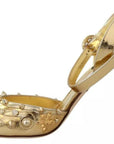 Dolce & Gabbana Gold Studs Vally Slingback Sandals Shoes