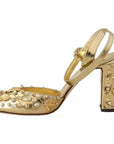 Dolce & Gabbana Gold Studs Vally Slingback Sandals Shoes