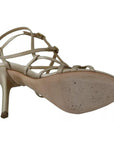 Dolce & Gabbana Gold Silk Ankle Strap Heels Sandals Shoes