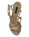 Dolce & Gabbana Gold Silk Ankle Strap Heels Sandals Shoes