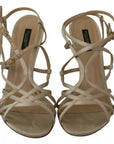 Dolce & Gabbana Gold Silk Ankle Strap Heels Sandals Shoes