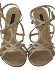 Dolce & Gabbana Gold Silk Ankle Strap Heels Sandals Shoes