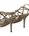 Dolce & Gabbana Gold Silk Ankle Strap Heels Sandals Shoes