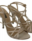 Dolce & Gabbana Gold Silk Ankle Strap Heels Sandals Shoes