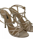Dolce & Gabbana Gold Silk Ankle Strap Heels Sandals Shoes