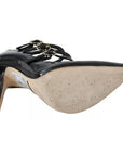 Dolce & Gabbana Black Leather Ankle Strap Heels Pumps Shoes