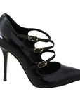 Dolce & Gabbana Black Leather Ankle Strap Heels Pumps Shoes