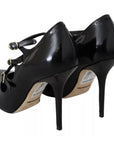 Dolce & Gabbana Black Leather Ankle Strap Heels Pumps Shoes